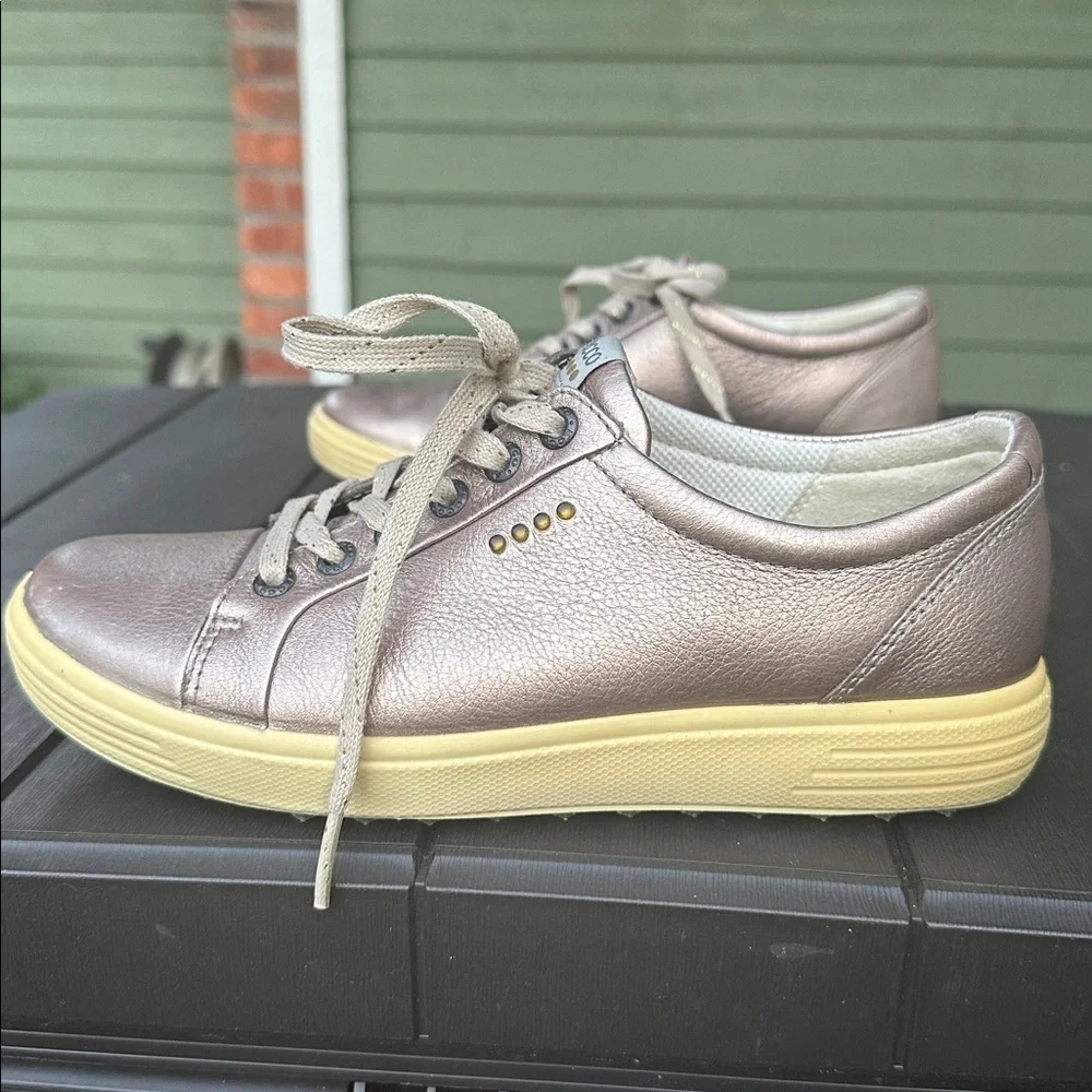 Ecco Shoes Hydromax Casual Sneakers Leather Lace Up in pewter bronze shade